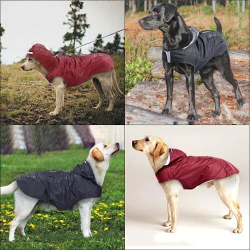 TOMEPETS Dog Raincoat Waterproof Hoodie Jacket Rain Poncho Pet Rainwear Clothes with Reflective Stripe for All Sizes Dogs bigdog