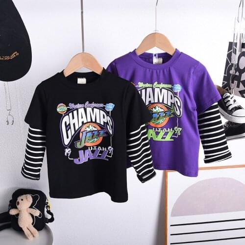Novelty Patchwork Long Sleeve Children T-Shirts Cotton Boys T Shirt Kids TShirt Autumn Kids Girls Tops 2-7Years Children Clothes