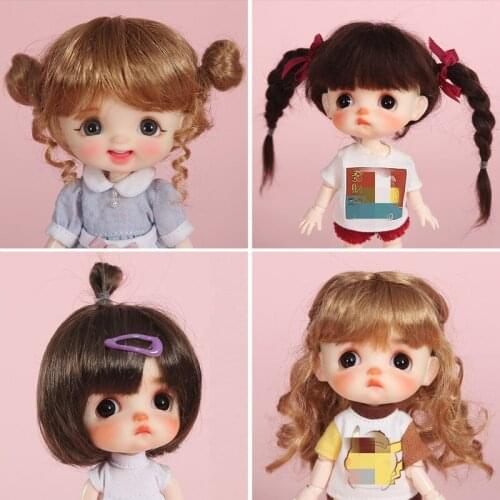 BJD doll simulation hair is suitable for 1/8 fashion small curly high ponytail bun head small braid wig mohair high temperature
