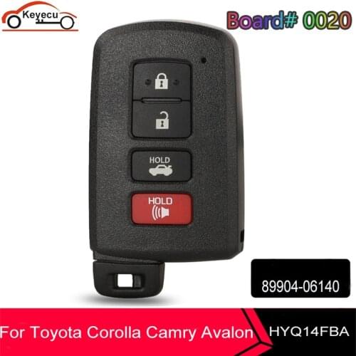 KEYECU OEM Smart Remote Key 8A Chip 4B for Toyota Corolla Camry Avalon 2013-2018, P/N: 89904-06140 FCC: HYQ14FBA G 281451- 0020