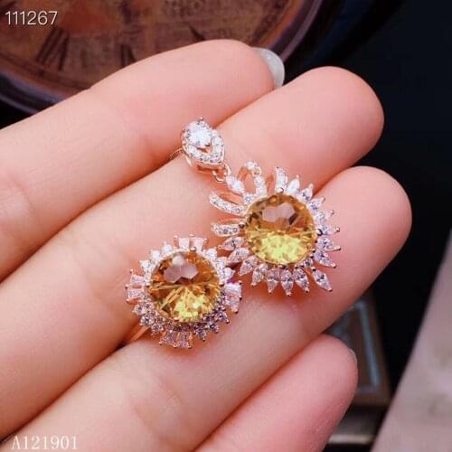 KJJEAXCMY exquisite jewelry 925 sterling silver inlaid gemstone Topaz ladys ring pendant suit