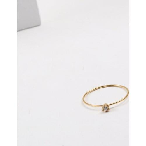Stainless Steel Ring Geometric Mini Six Claw Good Plated Gold And Round For Women Statement Accessories Fashion Jewellery