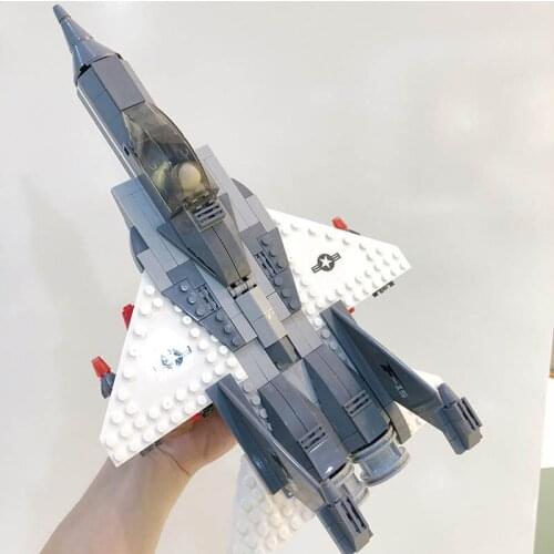2 In 1 WZ10 Gunship Helicopter F-15 Fighter Building Block Air Force Aircraft Variable Air Cushion Landing Craft Model Brick Toy