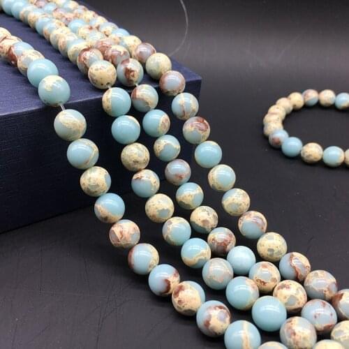 4/6/8/10/12mm Round ShouShan Stone Snakeskin Blue Stone Beads For Jewelry Making 15 inches Diy Necklace bracelet