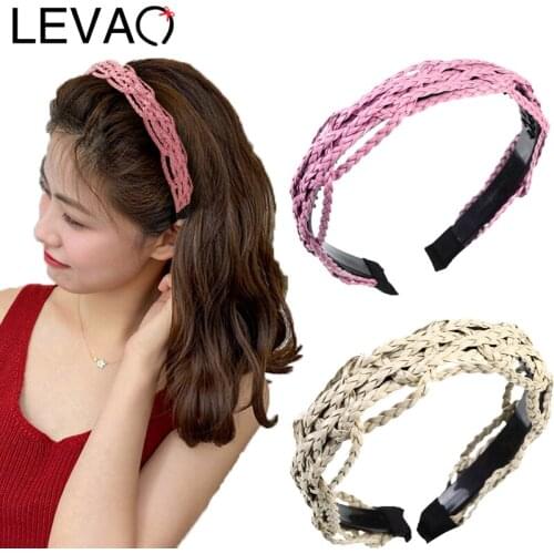 LEVAO Toothed Non-slip Headbands Cortex Braid Women Twist Hairbands Head Band Bezel Solid Color Headwear Girls Hair Accessories