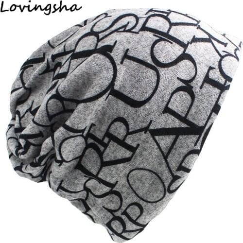 LOVINGSHA Brand New Cotton Hip Hop Warm Beanies Cap Women Men Knitted Knit letter scarf dual Autumn Winter Fashion Hats AHT006