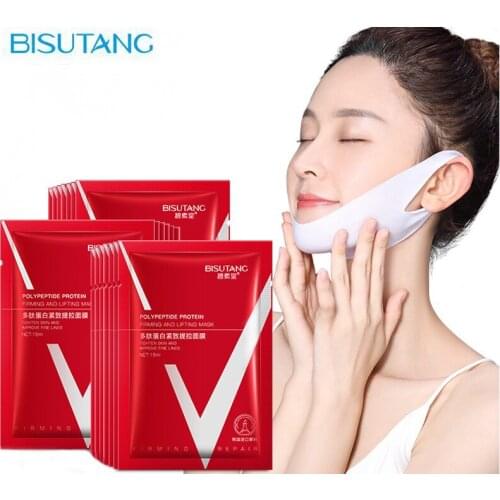 Lifting Facial Mask V Face Masks Ear Hanging Polypeptide Protein Firm Moisturizing Shape Face-Lift Anti Wrinkle Brighten 5PCS M