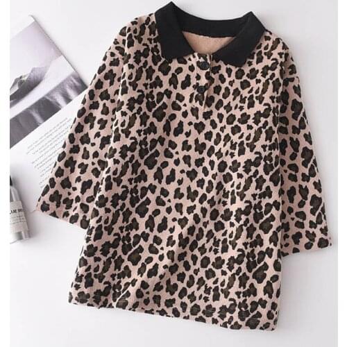 Girl Fashion Leopard Dresses New Spring Autumn Baby Casual Letter Print Dress Kids Party Straight Vestidos Children Cute Clothes