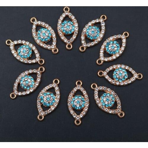 Fashion Handmade Rhinestone Window Of The Soul Charms Connector Eye Charms For Jewelry Making DIY Accessories 6PCS 22*11mm