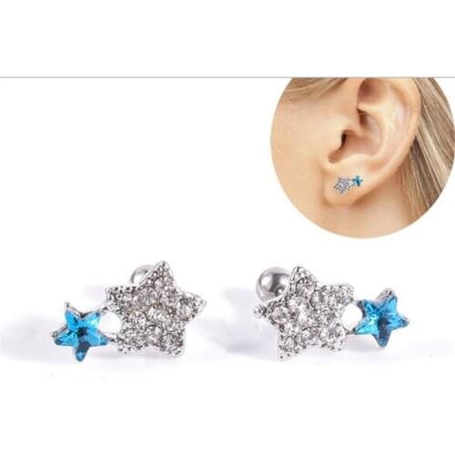 Trendy Stainless Steel Stud Earrings For Women Punk Crystal Pentagram Stud Earrings Piercings Fashion Jewelry Gifts Wholesale