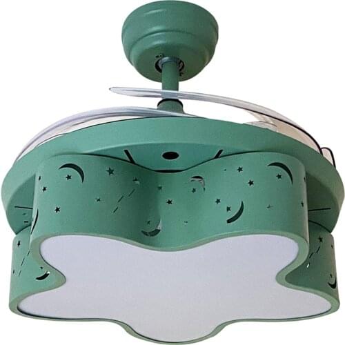 Invisible Fan Round Pendant Lights LED Pink Star Shade Childrens Princess Room Nordic Restaurant Bedroom Pendant Lamps Lighting