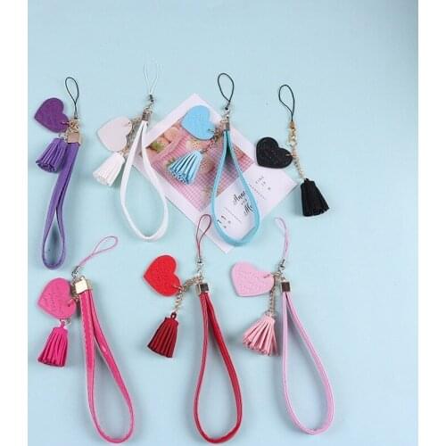2021 New Candy Color Mobile Phone Strap Lanyard Colorful Letter Heart Tassel Rope for Cell Phone Case Hanging Cord for Women