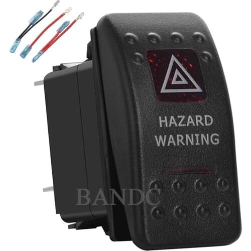 HAZARD WARNING Rocker Switch 5 Pins on-off SPST Dual Red Led for Car Boat RV Truck Vehicles,Waterproof,12V 24V,Jumper Wires