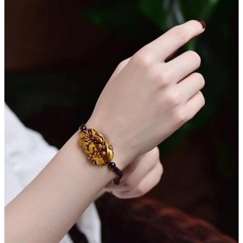 Wholesale JoursNeige Yellow Tiger Eye Natural Stone Bracelets Zodiac Weaving Bracelets for Women Energy Stone Bracelet Jewelry