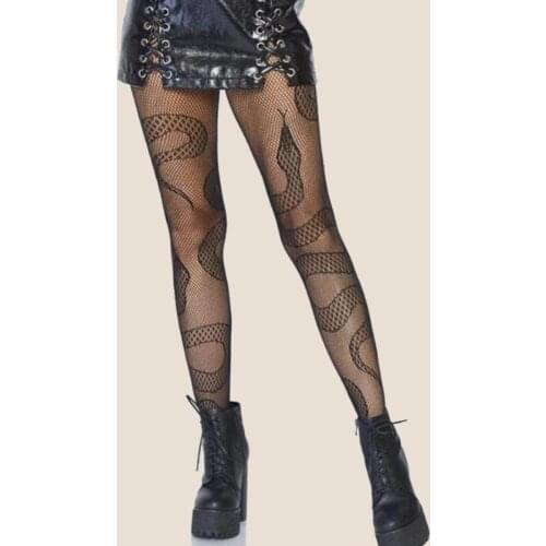 Sexy wild snake-shaped pantyhose mesh punk Snake fishnet socks stretch pantyhose