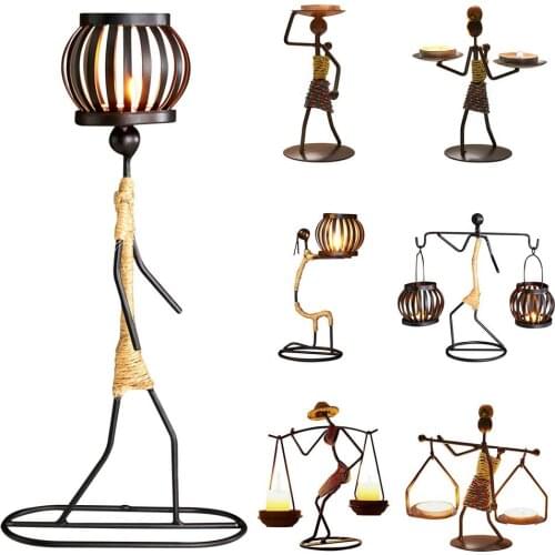 Nordic Metal Candlestick Abstract Character Sculpture Candle Holder Wedding Decor Retro Figurines Dinner Decor For Home Decor