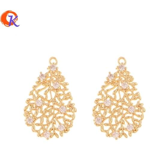 Cordial Design 10Pcs 16*25MM Jewelry Accessories/Hand Made/DIY Making/Genuine Gold Plating/CZ Charms/Earring Findings/Pendant