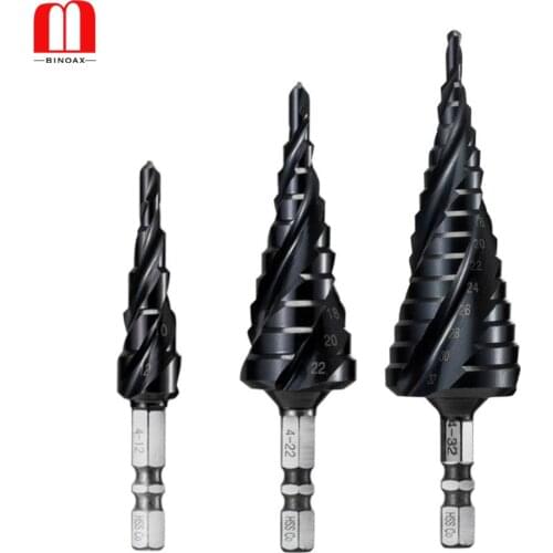 BINOAX M35 TiAlN Coated Step Drill Bit for Stainless Steel and Hard Metal HSS-Co 3 Flutes Woodworking Drill