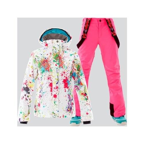 Warmful GSOU SNOW Women Skiing Suit Winter Snowboard Jacket Pants Waterproof Windproof Breathable Outdoor Sport Clothing Coat