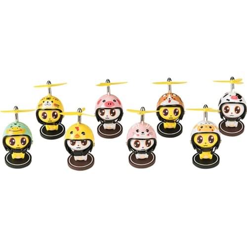 Car Ornament Cute White Cat with Propeller Helmet 12 Chinese Zodiac Car Decoration Dashboard Ornaments Car Interior Accessories