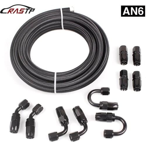Universal AN6 AN8 AN10 20 Feet Braided Oil Fuel LineHose Stainless Steel Nylon CPE With 10 Swivel Hose End Adapter Kit RS-HR018