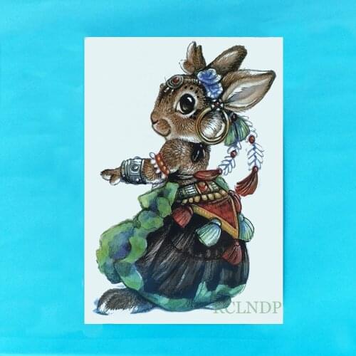 Waterproof Temporary Tattoo Sticker Humanoid rabbit tatto stickers flash tatoo fake tattoos for women