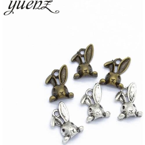 YuenZ 20pcs Antique Silver color rabbit Charms Pendant For DIY Jewelry Making Finding 14*9mm D9212