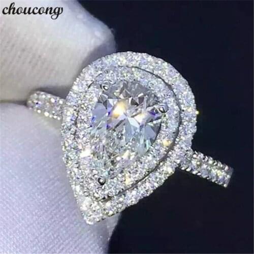 Choucong Water Drop Promise Ring 925 sterling Silver AAAAA cz Stone Engagement Wedding Band Rings For Women Finger Jewelry Gift