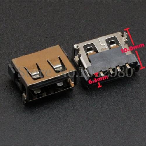 10PCS USB 2.0 Connector Female Socket SMT Front 2 Feet 10.0mm High 4 Pin for Data Transmission Charging