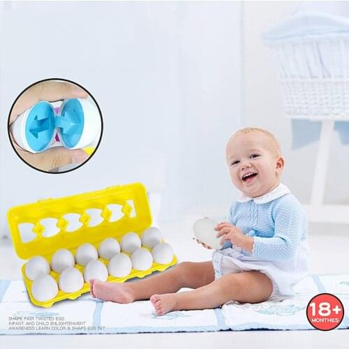 12pcs Montessori Educational early Learning toys 3D Puzzle match shape color game Baby Smart plastic material Eggs Toys Kids