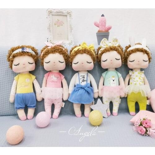 35cm Metoo Curly Angel Plush Stuffed Sweet Rabbit Cute Animals For Kids Toys Angela Doll For Girls Birthday Christmas Gift