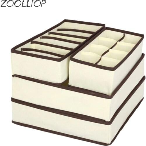 New 2 Colors Drawer Closet Organizers Boxes For Underwear Scarfs Socks Bra Multi Size 4Pc Underwear Bra Organizer Storage Box