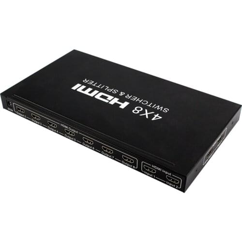 4x8 HDMI Switcher Splitter Audio Extractor 4 in 8 out Switch Audio Video Converter 1080P for PS4 DVD PC Laptop to HD TV Monitor