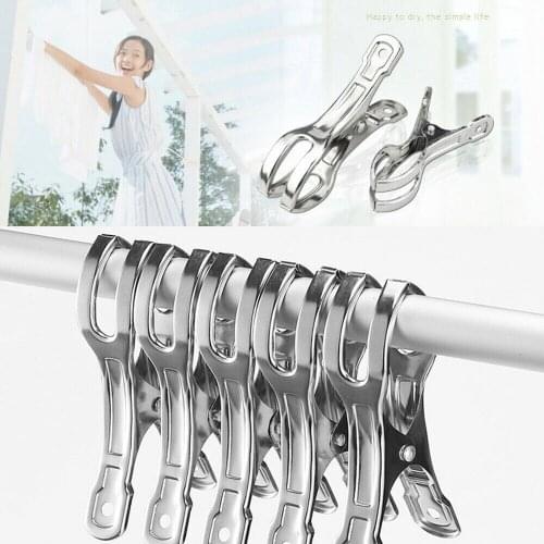 5pcs /set Stainless Steel Beach Towel Clips Large Hanging Peg Pins Windproof Clothes Clamps Storage Organization Clip Hanger