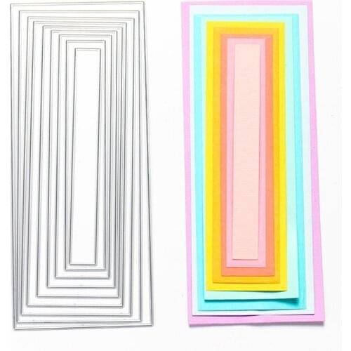 9 Sizes Rectangle Slim Card Frame Metal Cutting Dies New 2021 Decorative Crafts Embossing Die Cuts