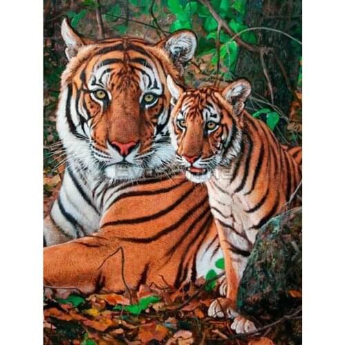 DIY Diamond Painting Full Square/Round Tiger Picture Diamond Embroidery Animals Rhinestone Mosaic Art Wall Decoration