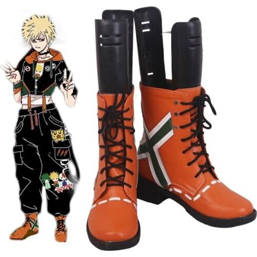 My Hero Academia Kacchan Katsuki Bakugo Orange Cosplay Boots Shoes Boku no Hero Academia Cosplay Custom Made