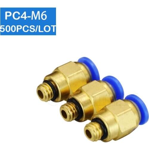 Free shipping HIGH QUALITY 500pcs PC4-M6, 4mm to M6 Pneumatic Connectors male straight one-touch fittings