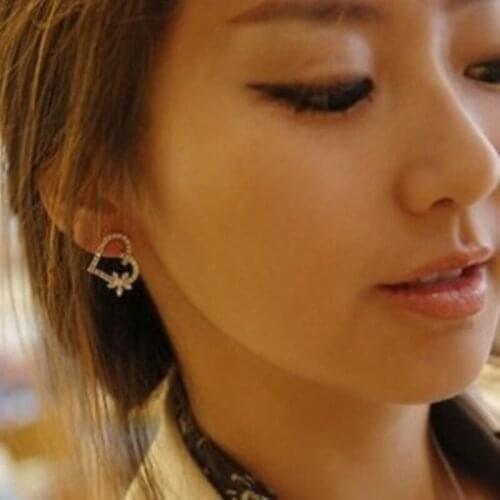 E415 New wholesale Fashion big love heart earrings high quality silver color crystal snowflake studs earrings