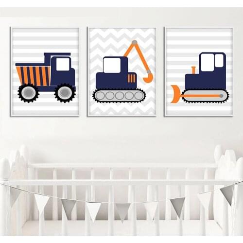 Excavator Truck Vehicle Car Child Poster Nursery Quotes Print Wall Art Canvas Picture Painting Nordic Kid Room Decoration