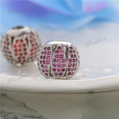 FC005 3 Colors CZ Micro Pave Beads with Zircon New Arrival Flat Round Shape Beads For Necklace Jewelry Making 10*11mm