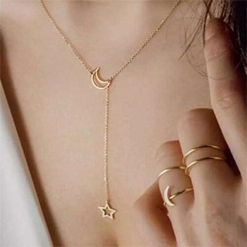 Find Me New Fashion Star Moon Pendant Necklace For Women Jewelry Accessories