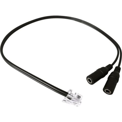 PC Headset to RJ9 Works great with most VOIP phones with a RJ9/Rj10/Rj22 headset Female dual 3.5mm to RJ9 4P4C male plug