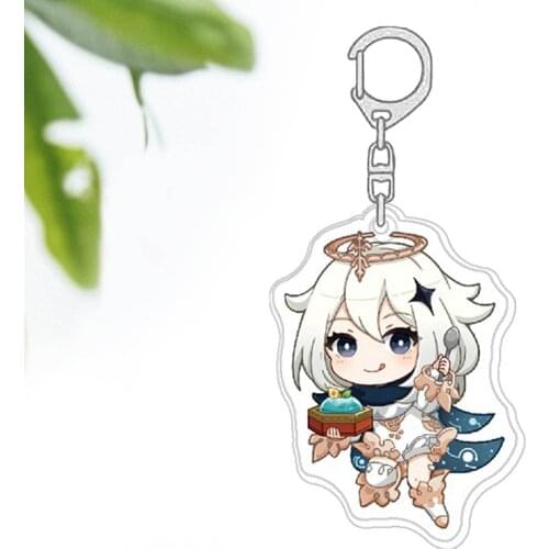 Genshin Impact Keychain Zhongli Diluc Venti Paimon Acrylic Keyring Gift For Friend Game Character KeyHolder Bag Jewelry