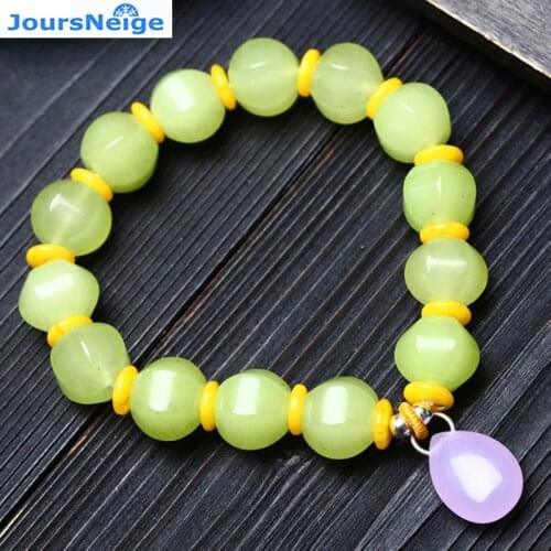JoursNeige Natural Grape Crystal Chalcedny Bracelets Pumpkin Beads Water Drop Pendant Lucky for Women Girl Bracelet Jewelry