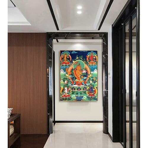 HD Wall Art Thangka Five Manjusri Buddha Painting Tibetan Lndian Chinese Religious Oil