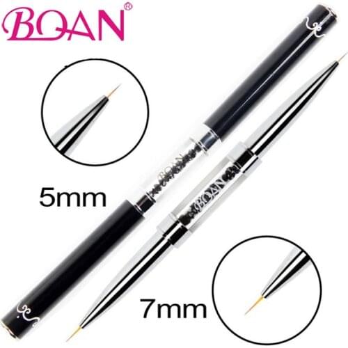 BQAN Black Diamond Double Head Nail Liner Brush Acrylic Nail Art Brushes Drawing Line Rhinestones Pen Nail Art Manicure Tools