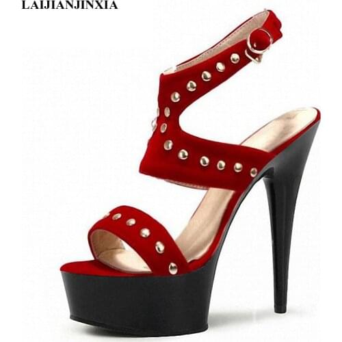 LAIJIANJINXIA NEW Clear Heels Shoes Women Summer Sandals High Heels Rivets Women Shoes Size 12 Heels For Women Runway Shoes