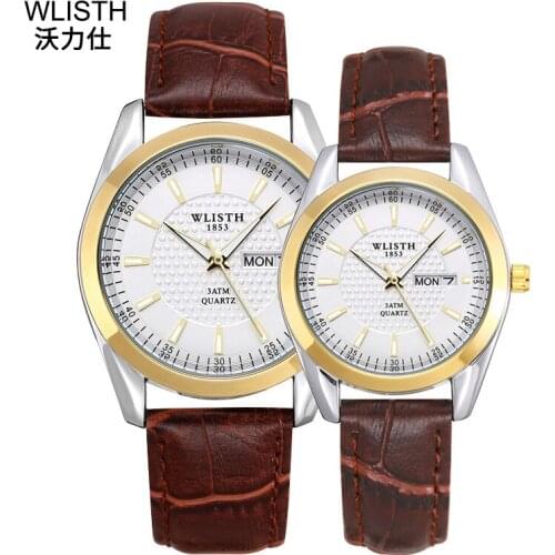 Fashion Couple Watches WLISTH Popular Casual Quartz Men Watch Women Lovers Gift Clock Boys Girls Date Clock Leather Wristwatch