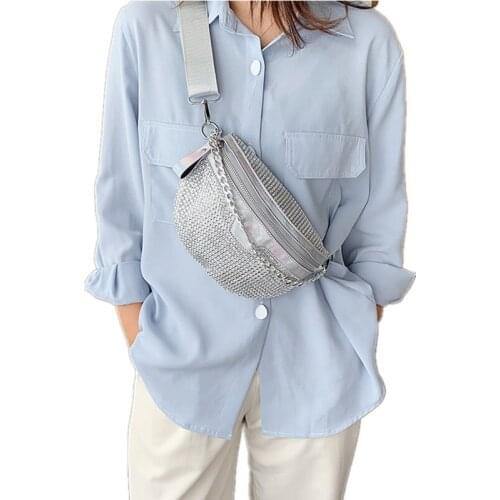 Fashion Bling Diamond Waist Bags For Women 2021 Fanny Packs Belt Bag Splice Crossbody Bags for Chest Purse Waist Packs